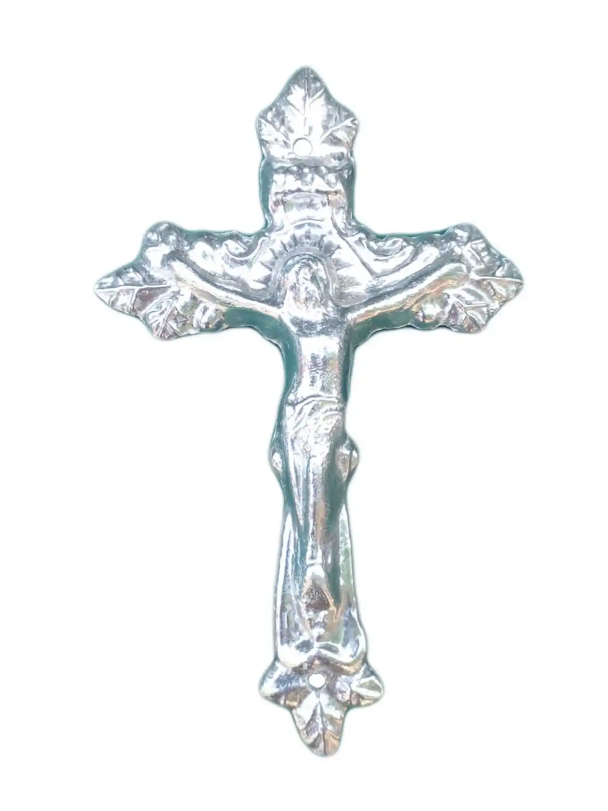 Imagen de CRUCIFIJO DE ALUMINIO FUNDIDO, urna de madera